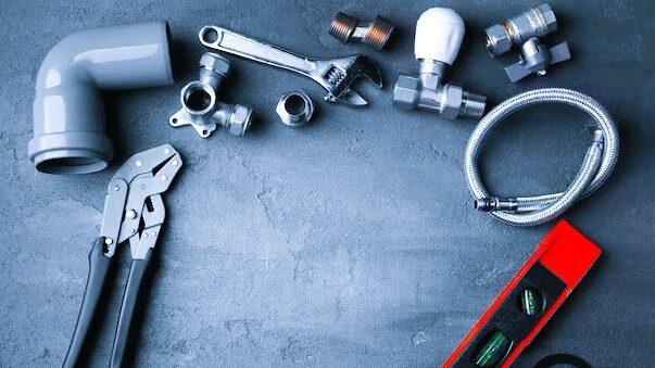 Plumber tools kit which are required to remove a a bathroom sink faucets handle without screws. 